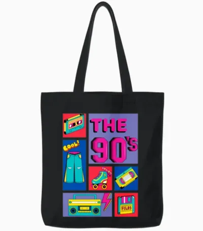 The 90's Retro Tote Bags - Black