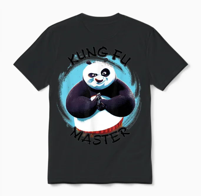 Portrait of Kung Fu Panda Po Kung Fu Master at Painting Unisex T-Shirt in Black