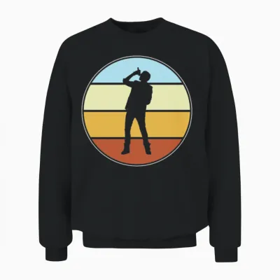 Singing Retro Unisex Sweatshirt - Black