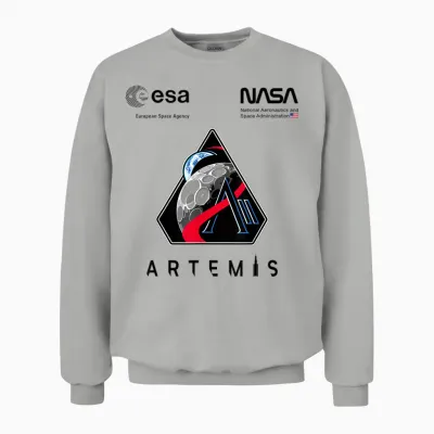 Nasa Artemis Ii Mission Patch Worm Und Esa Logo Unisex Sweatshirt - Ash