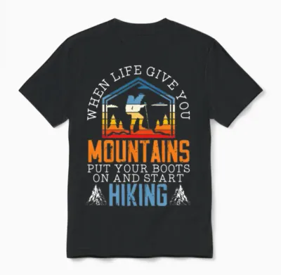 Hike Mountains Climbing Hiker Trek I Love Hiking Unisex T-Shirt - Black