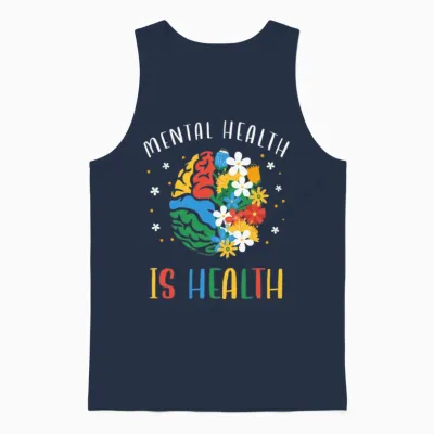 Mental Health Is Health Unisex Tank Top - Navy