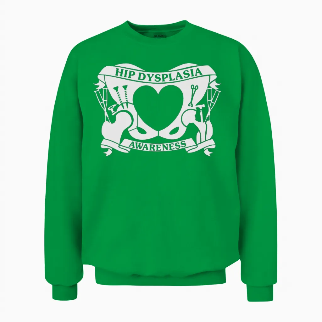 Hip Dysplasia Awareness Unisex Sweatshirt in Irish Green