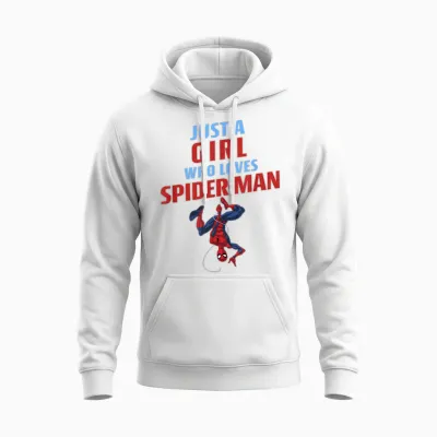 Marvel Spider-Man Classic Just a Girl Who Loves Spider-Man Unisex Hoodie - White