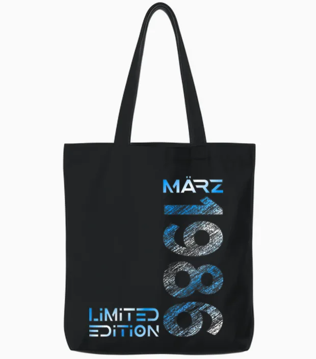 March 1986 Man Woman 40th Birthday Limited Edition Tote Bags in Black
