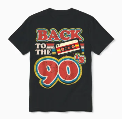 90s Outfit | Back to the 90s Retro Party Carnival T-Shirt, Black Unisex T-Shirt - Black