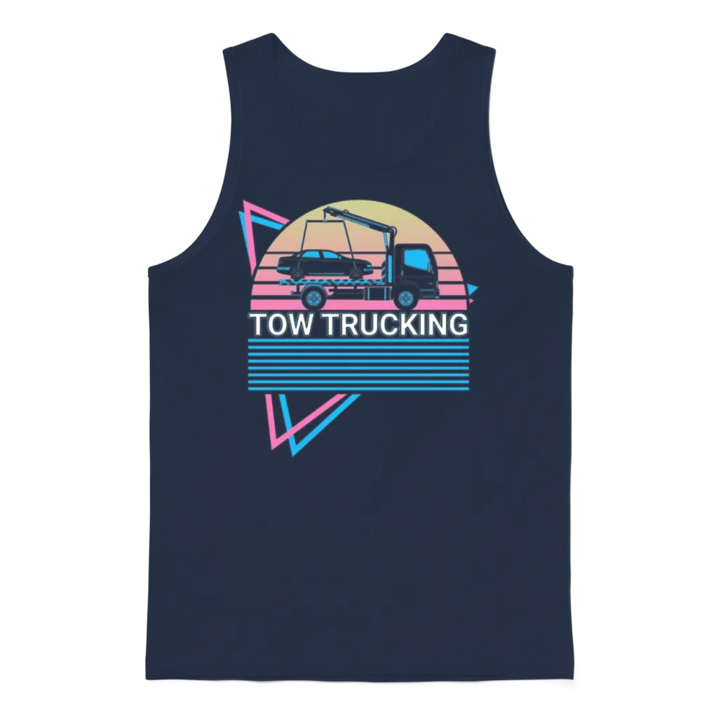 Tow Trucking Tow Truck Retro Unisex Tank Top - Navy