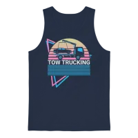 Tow Trucking Tow Truck Retro Unisex Tank Top - Navy – 1