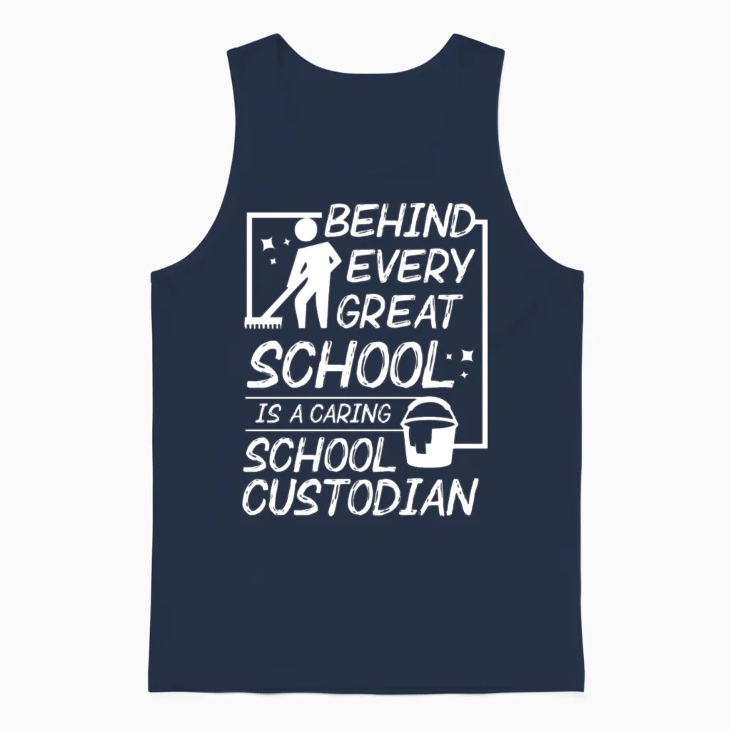 Funny School Custodian Unisex Tank Top in Navy