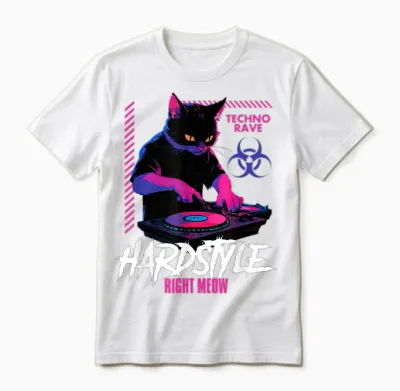 Hardstyle Outfit Cat Djs Hardstyle Right Meow Unisex T-Shirt - White