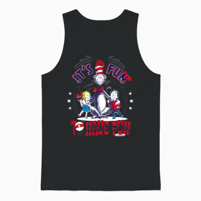 Dr. Seuss Cat in the Hat Fun to Have Fun Officially Licensed Unisex Tank Top - Black