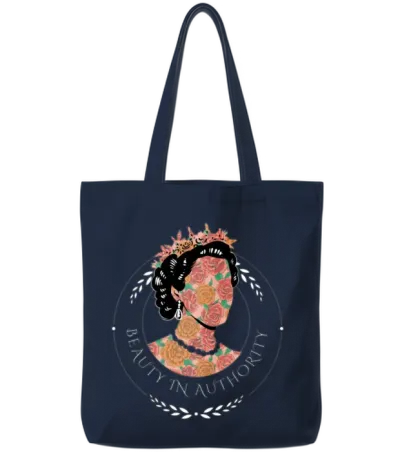 Beauty in Authority Retro Queen Royalty Designs Tote Bags - Navy