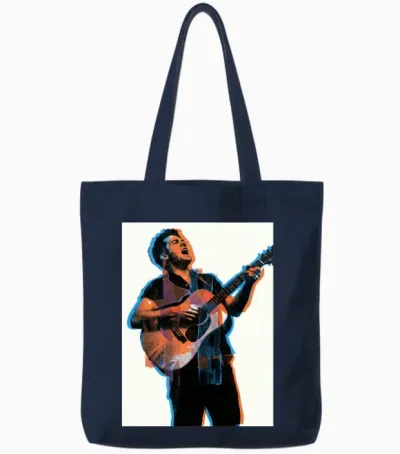 Guitarist Burst Pop Art Tote Bags - Navy