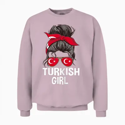Lunettes De Soleil Pour Femme Avec Cheveux Désordonnés Motif Drapeau Turc Unisex Sweatshirt - Light Pink