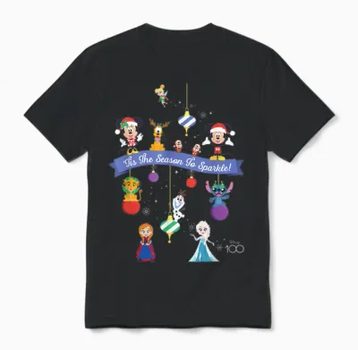 Disney 100 Christmas Holiday ‘tis the Season to Sparkle! Unisex T-Shirt - Black