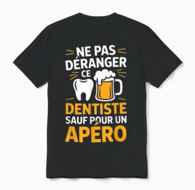 Dentist Aperitif Man Humour Gift Idea Funny Beer Unisex T-Shirt - Black