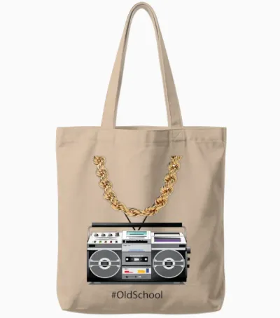 Old School Box and Chain Tote Bags - Natural