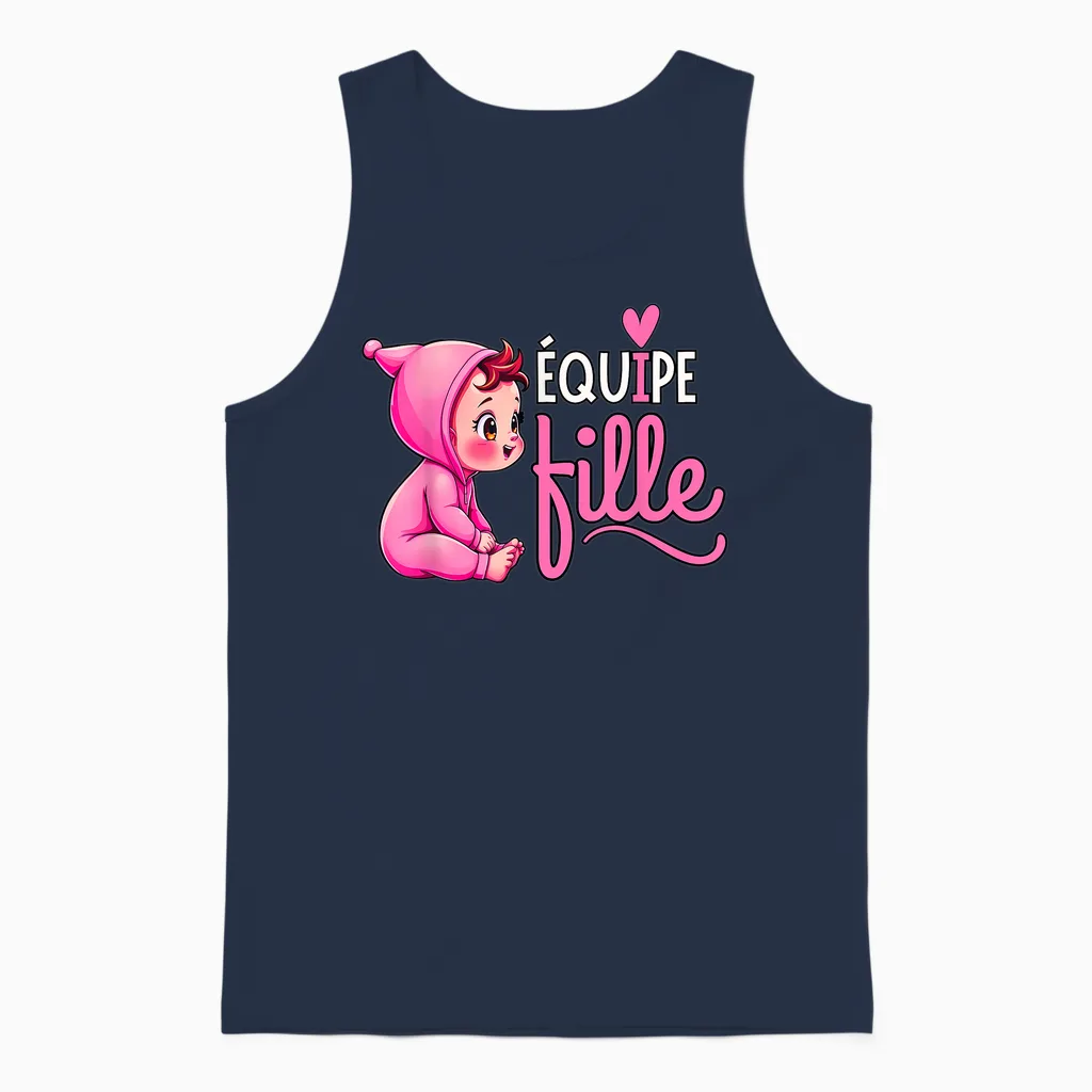 Gift Gender Reveal Team Girl Baby Shower Team Girl T-Shirt, Black, S Unisex Tank Top in Navy