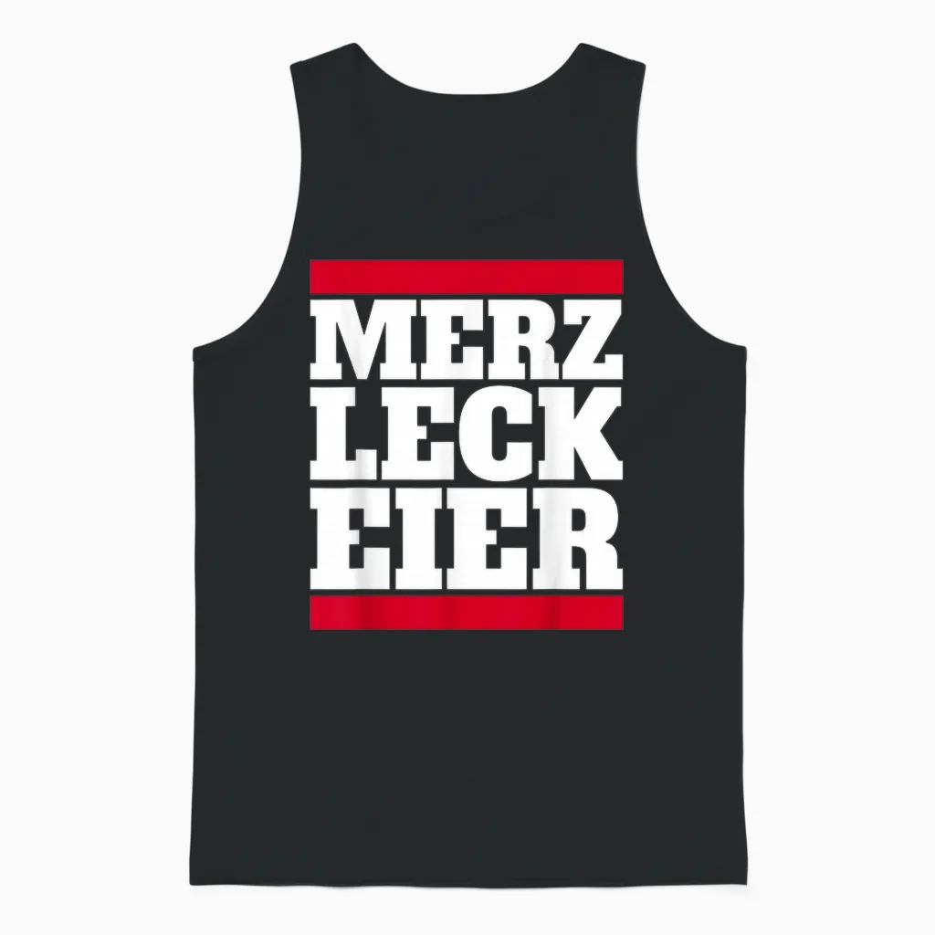Merz Leck Eier Design Lustig Politik Deutschland Statement Unisex Tank Top in Black