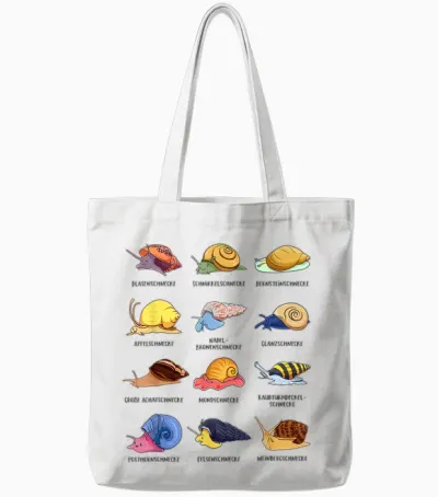 T-Shirt with German Text "schnecken Der Welt" [german Language] Tote Bags - White