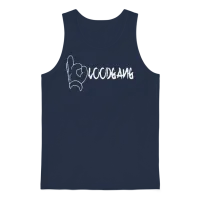 Blood Gang Cool Logo Funny Lucky Rock Hand Script Unisex Tank Top - Navy – 1