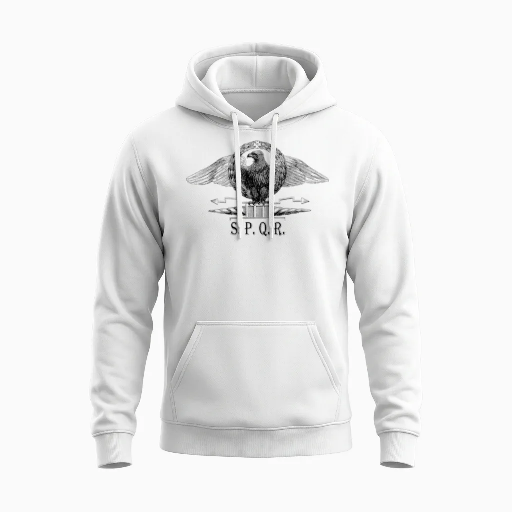 Roman Eagle with Spqr Wildlife Unisex Hoodie in White