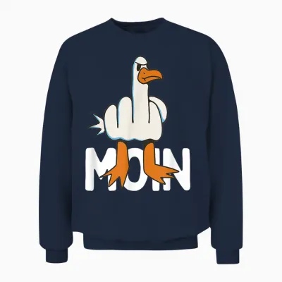 Hamburger Möwe Moin Middle Finger Funny Hamburg T-Shirt, Gray Unisex Sweatshirt - Navy