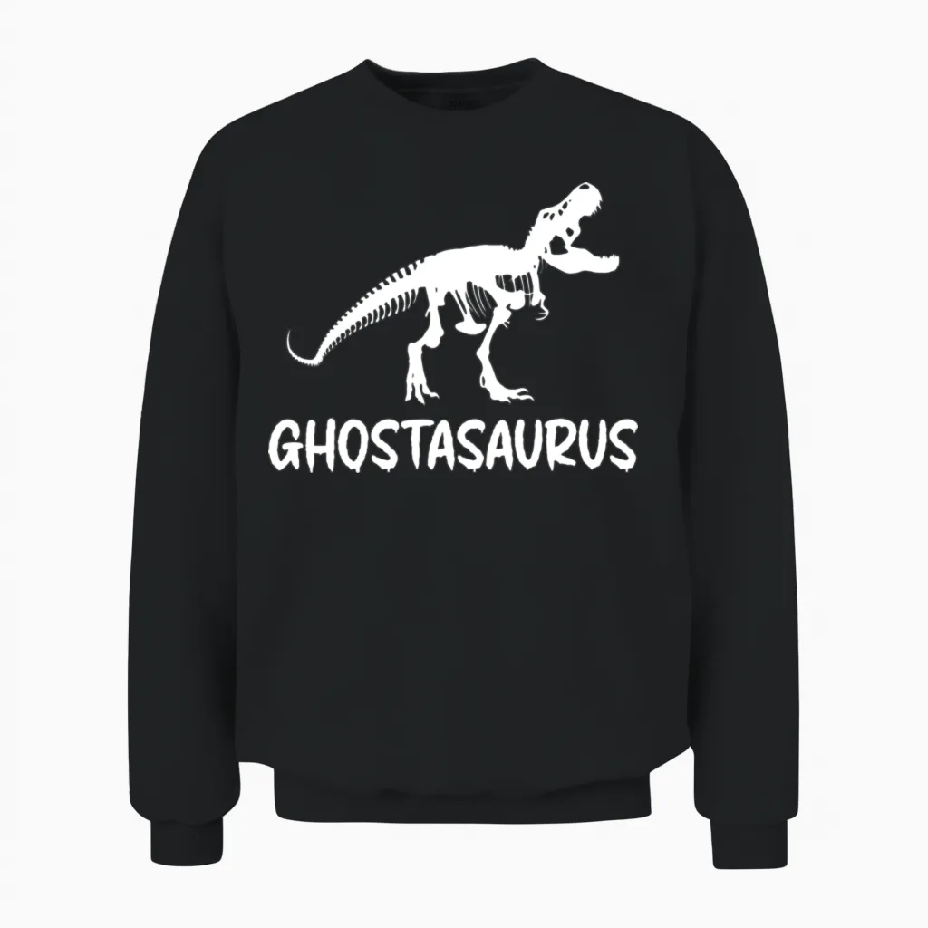 Ghostasaurus Funny Halloween Unisex Sweatshirt in Black