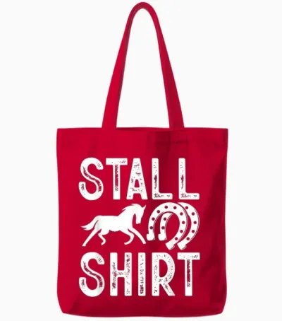 Stable Shirt Riding Horse Animal Horse Holder Women's T-Shirt, Black Tote Bags - Red