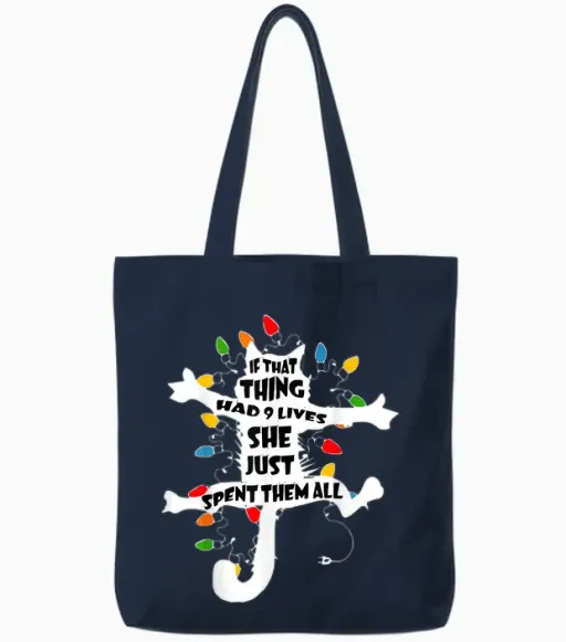 Funny Pussy-Cat from Christmas Vacation Frieds Lover Tote Bags - Navy