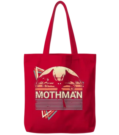 Mothman Cryptid Cryptozoology Retro Tote Bags - Red