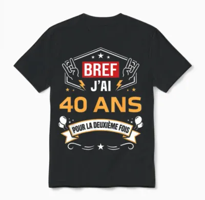 Bref J'ai 40 Ans Pour La Deuxième Fois Anniversaire 80 Ans Unisex T-Shirt - Black