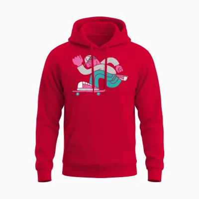 Retro Skate Skateboard Skateboarding Unisex Hoodie - Red