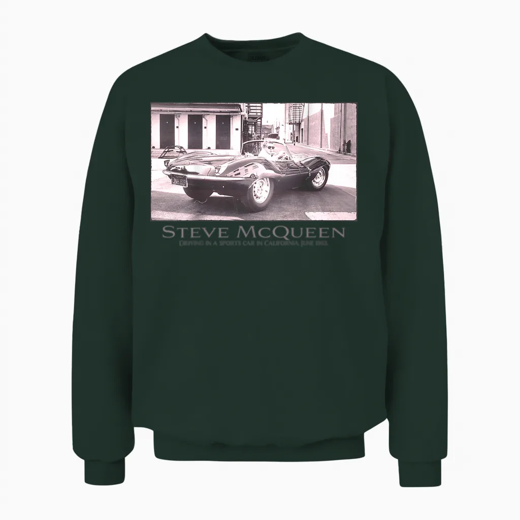 Steve Mcqueen 002 Back Printed T-Shirt, Black, S Unisex Sweatshirt in Forest