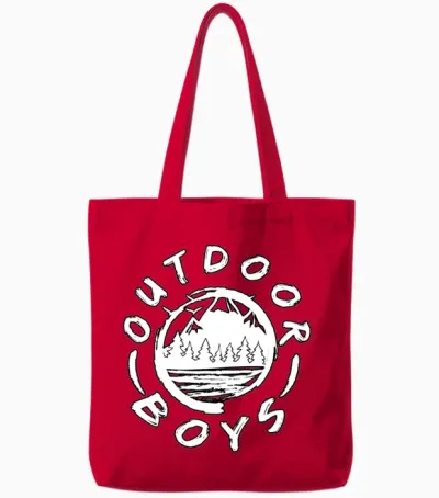 Outdoor Boys B&w Logo Tote Bags - Red