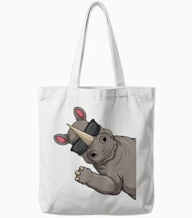 Nashorn Kinder Jungen Damen Tote Bags in White