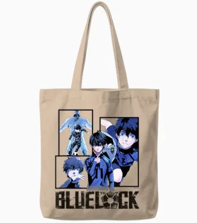 Blue Lock Yoichi Isagi the Mind on the Game Big Split Logo Tote Bags - Natural