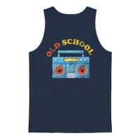 Old School Ghettoblaster Retro Unisex Tank Top - Navy – 1