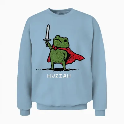 Huzzah Frog Knight Funny Sword Meme Quote Unisex Sweatshirt - Light Blue