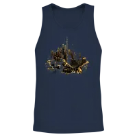 Music Musical Instrument City Skyline Musician Unisex Tank Top - Navy – 2