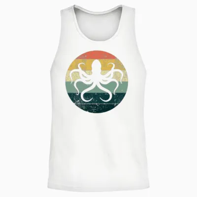 Retro Octopus Unisex Tank Top - White