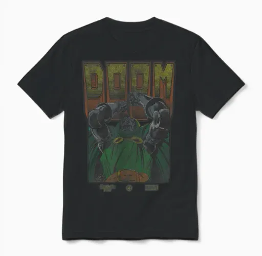 Marvel Comics Doctor Doom Retro Villain Strike Unisex T-Shirt in Black