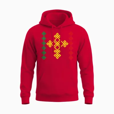Ethiopian Cross Ethiopia T-Shirt, Black, S Unisex Hoodie - Red