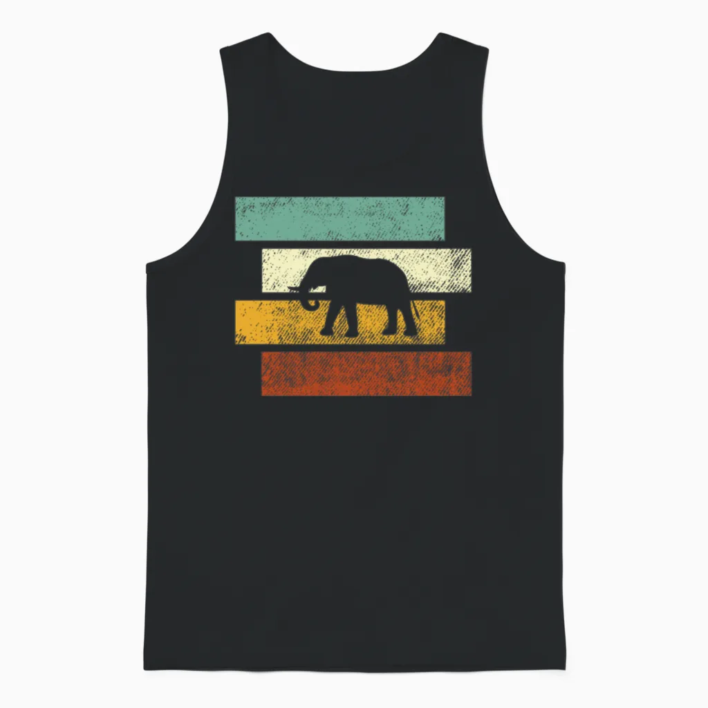 Elephant Retro Unisex Tank Top in Black