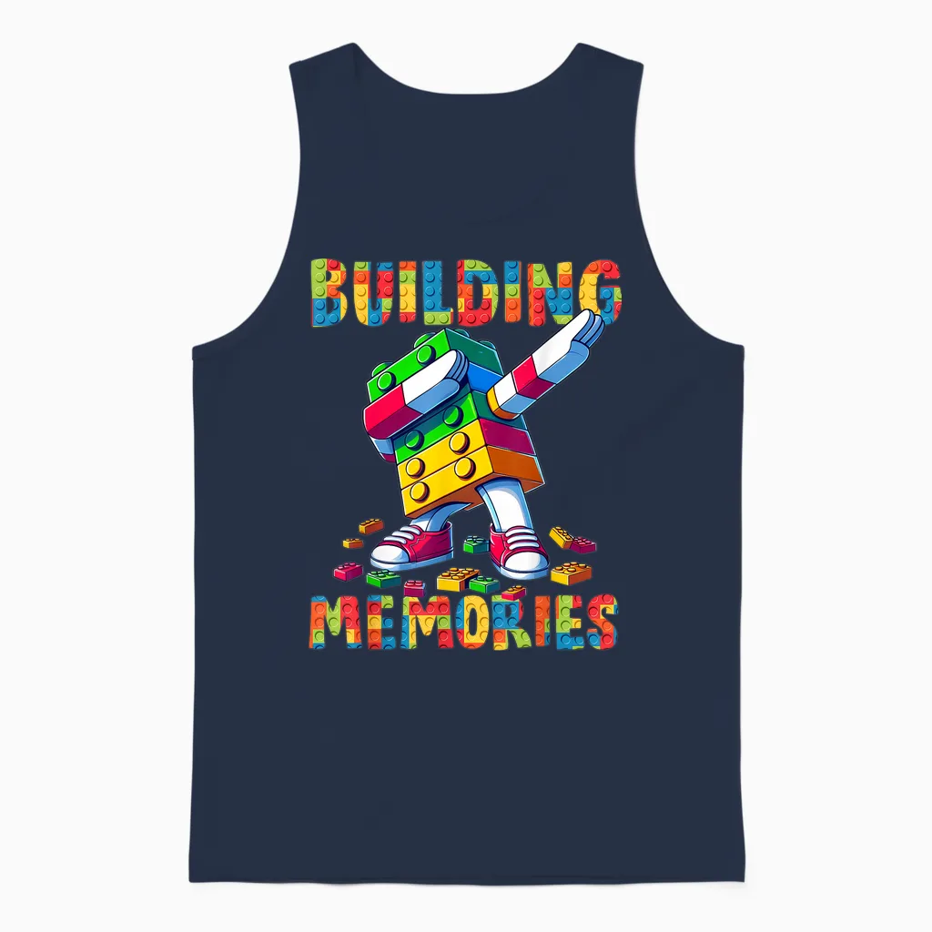 Building Memories Master Builder Building Bricks Blocks Dab Unisex Tank Top in Navy
