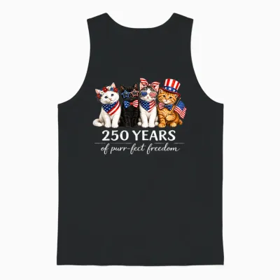 250 Years of America Cats Patriotic Cat Lover Unisex Tank Top - Black