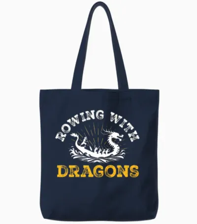 Rowing with Dragons Dragonboat Tote Bags - Navy