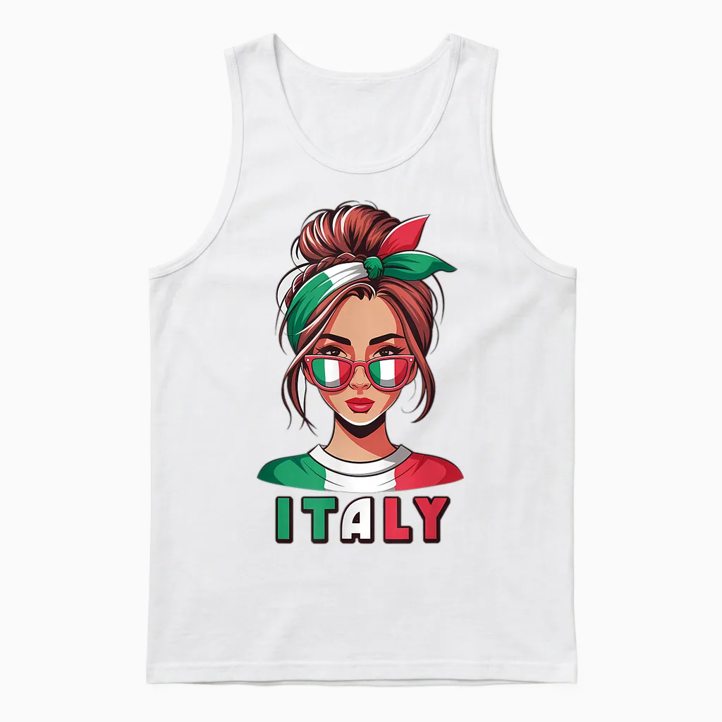 Italy Gift Flag Italy Fan Vintage Italia Jersey Unisex Tank Top in White