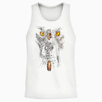 Furchtlose Drachen Heldin Mit Schwert Und Fantasy Drache Unisex Tank Top - White