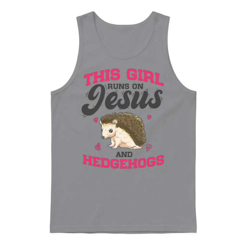 Animal Lover This Girl Runs on Jesus and Hedgehogs Unisex Tank Top - Sport Grey